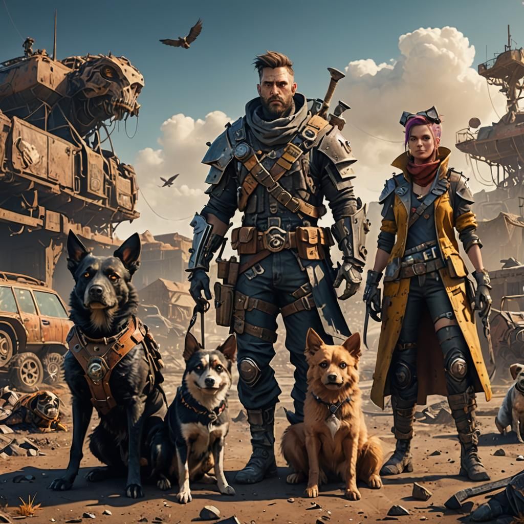 Wasteland Characters with their pets  by @Dragontinkerluv