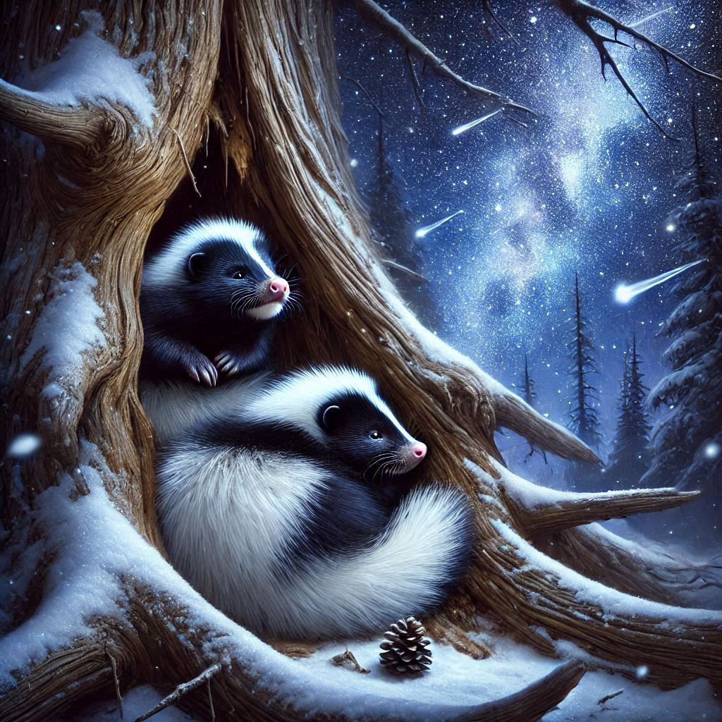 Skunks Taking in the Night Sky Show !!