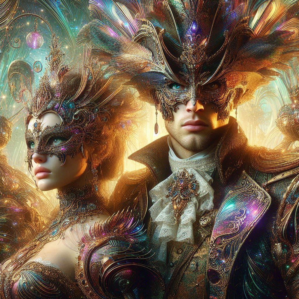 couple in love at Venetian masquerade   by @WHIMSY