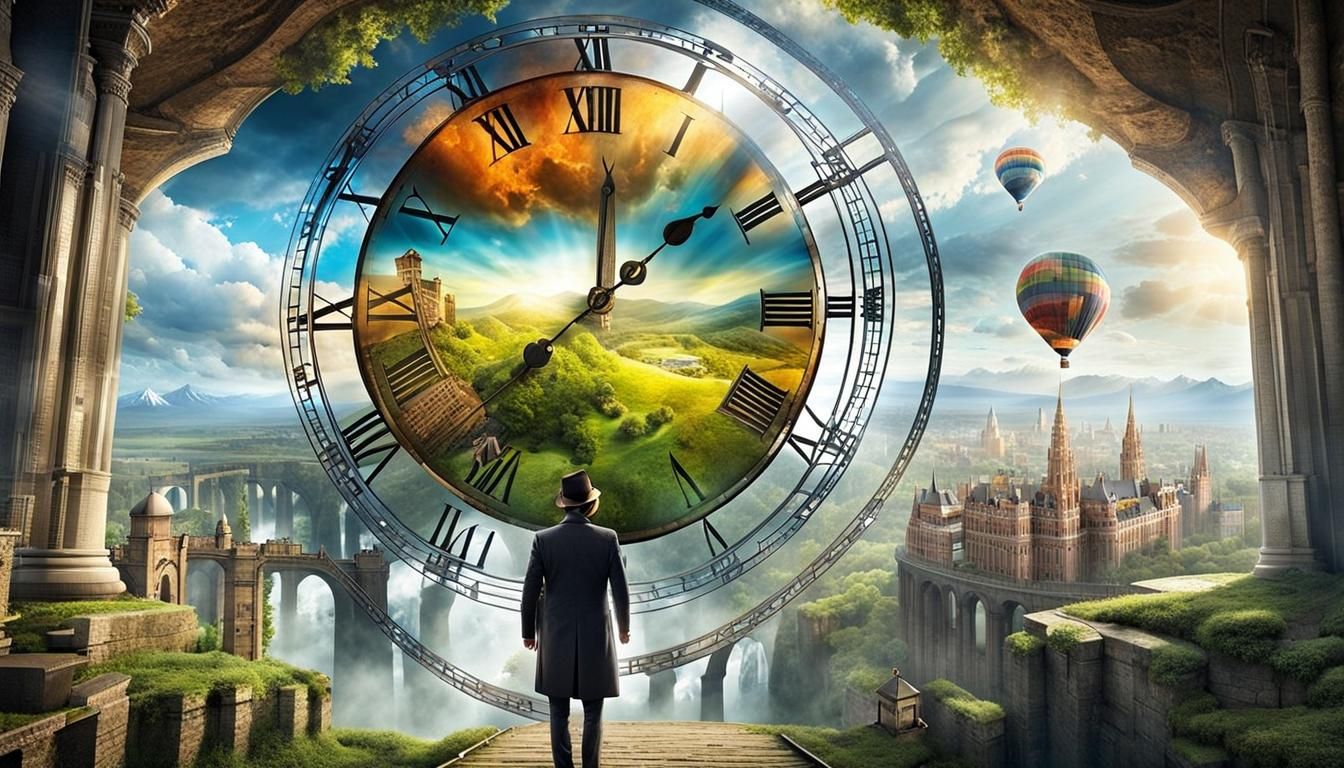 Surreal Time-bending Charcoal Drawing with Fractal Mist