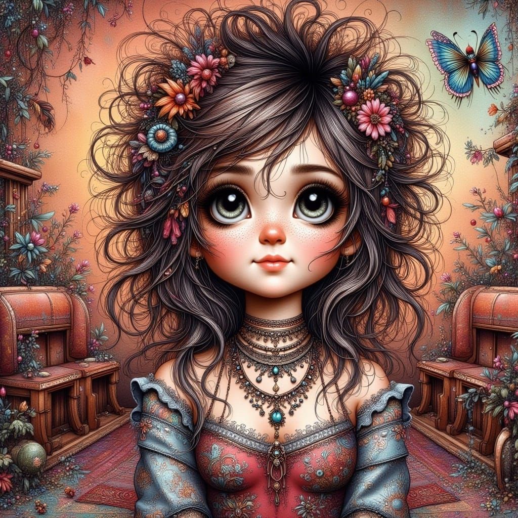 Grunge Punk in a Punk Bar: Acrylic Watercolor Style