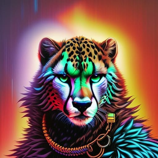furry anthropomorphic lean male gay cheetah, cyberpunk, blad...