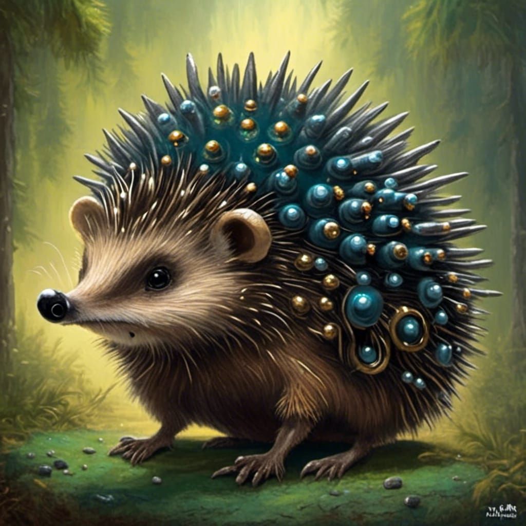 <lora:Ferrofluid Factory:1.0> Hedgehog