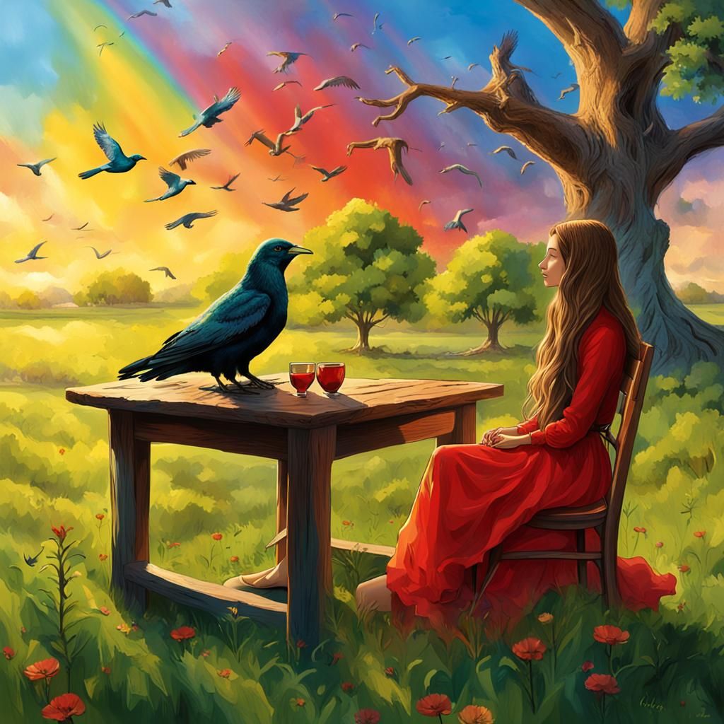 A romantic atmosphere in the middle of a green meadow, at no...