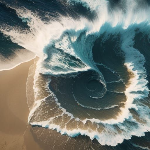 Ephemeral Sand Carving Message with Ocean Waves