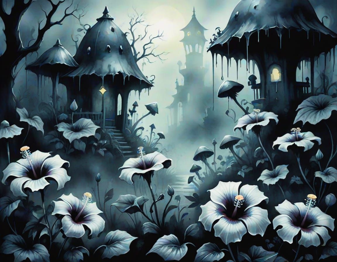 Eerie Monochromatic Garden   by @AmadaTakako773