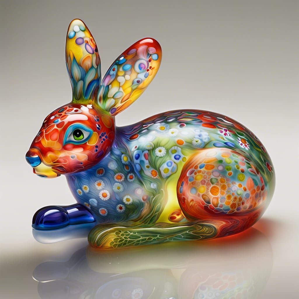 Millefiori rabbit in a flower garden AI Generated Artwork NightCafe