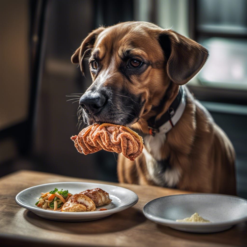 A DOG EATING MOMO