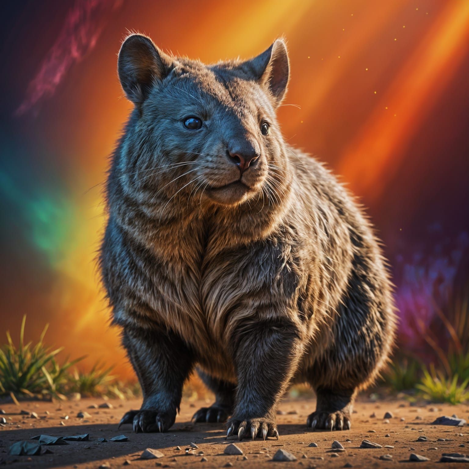 A wombat mixed with a cat