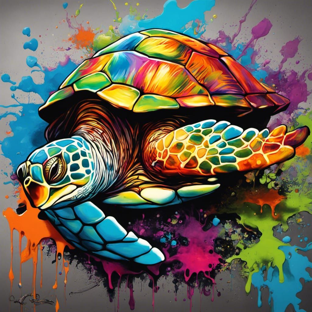 Quintessence Turtle graffiti art, splash art, street art, spray paint ...