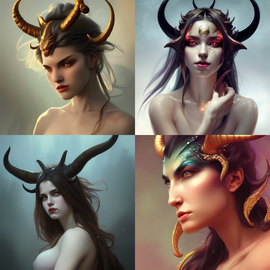 Beautiful Female Demon with Horns - AI Generated Artwork - NightCafe ...