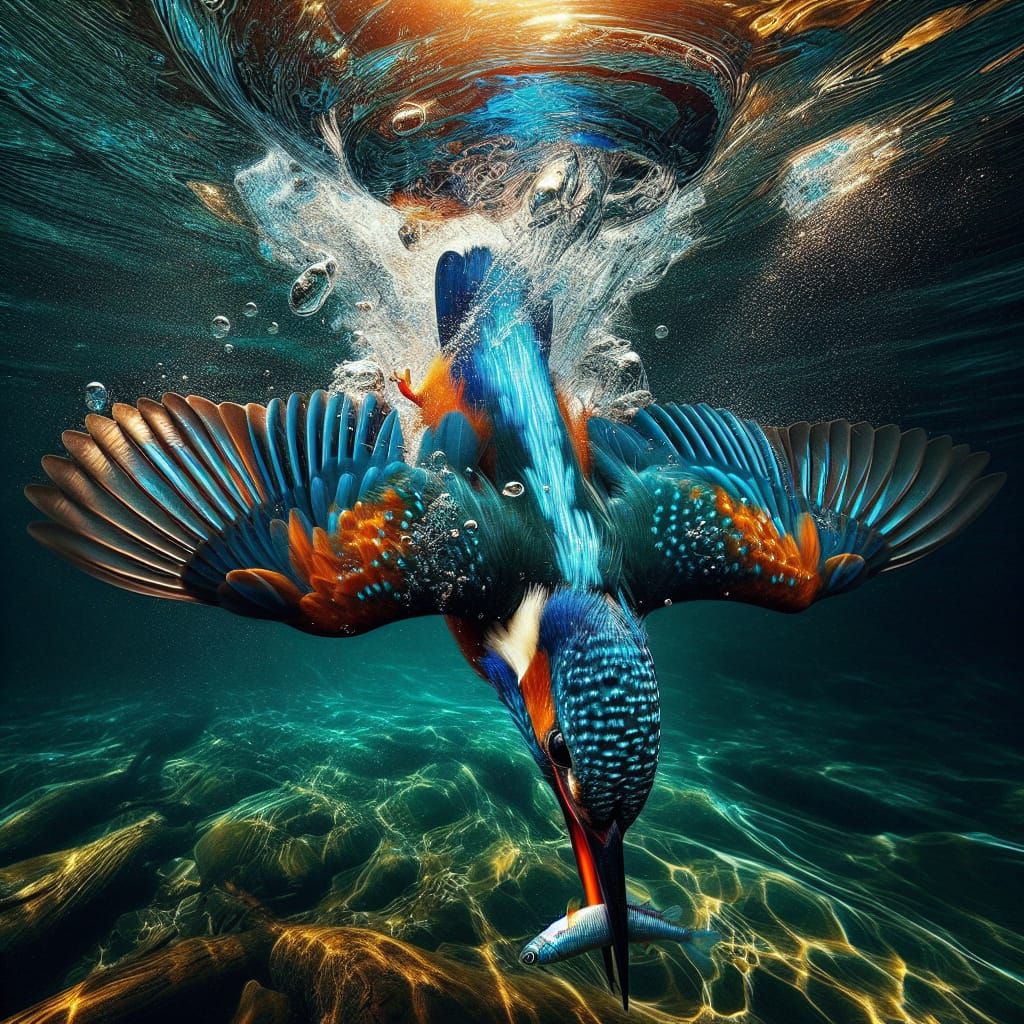 Kingfisher's Triumph  by @Shywolf