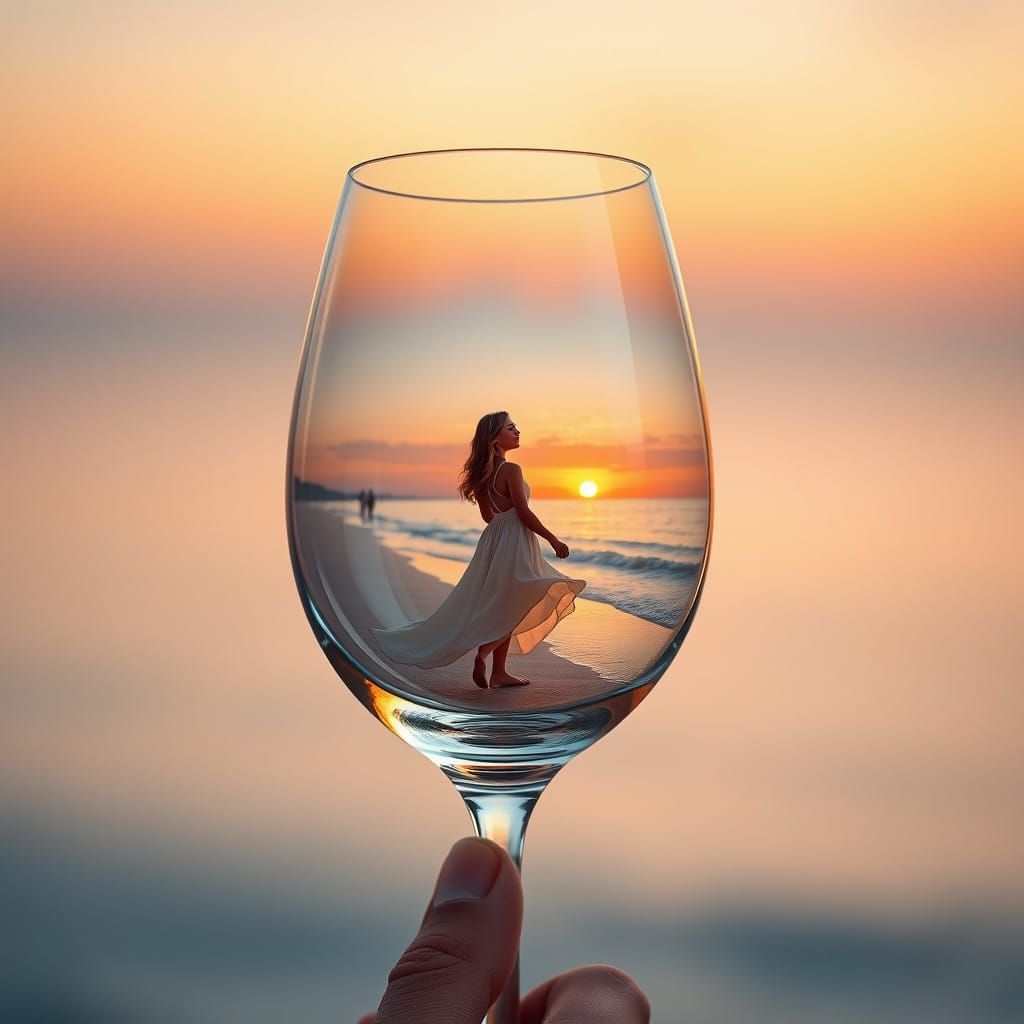 make a hyper realistic  young woman standing in front of the beach watching the  sunset with a red and ...  by @applesam