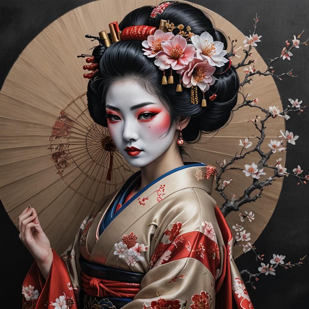 Photorealistic detailed traditional geisha portrait - AI Generated ...