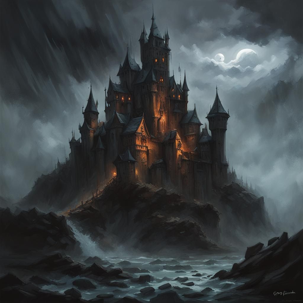 ominous storm castle evil - AI Generated Artwork - NightCafe Creator