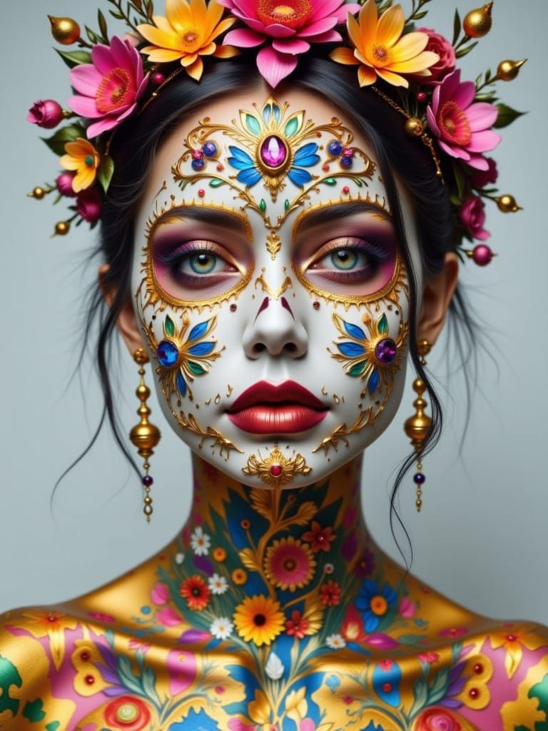 <lora:Golden Shadows:1.0> Sugar Skull
