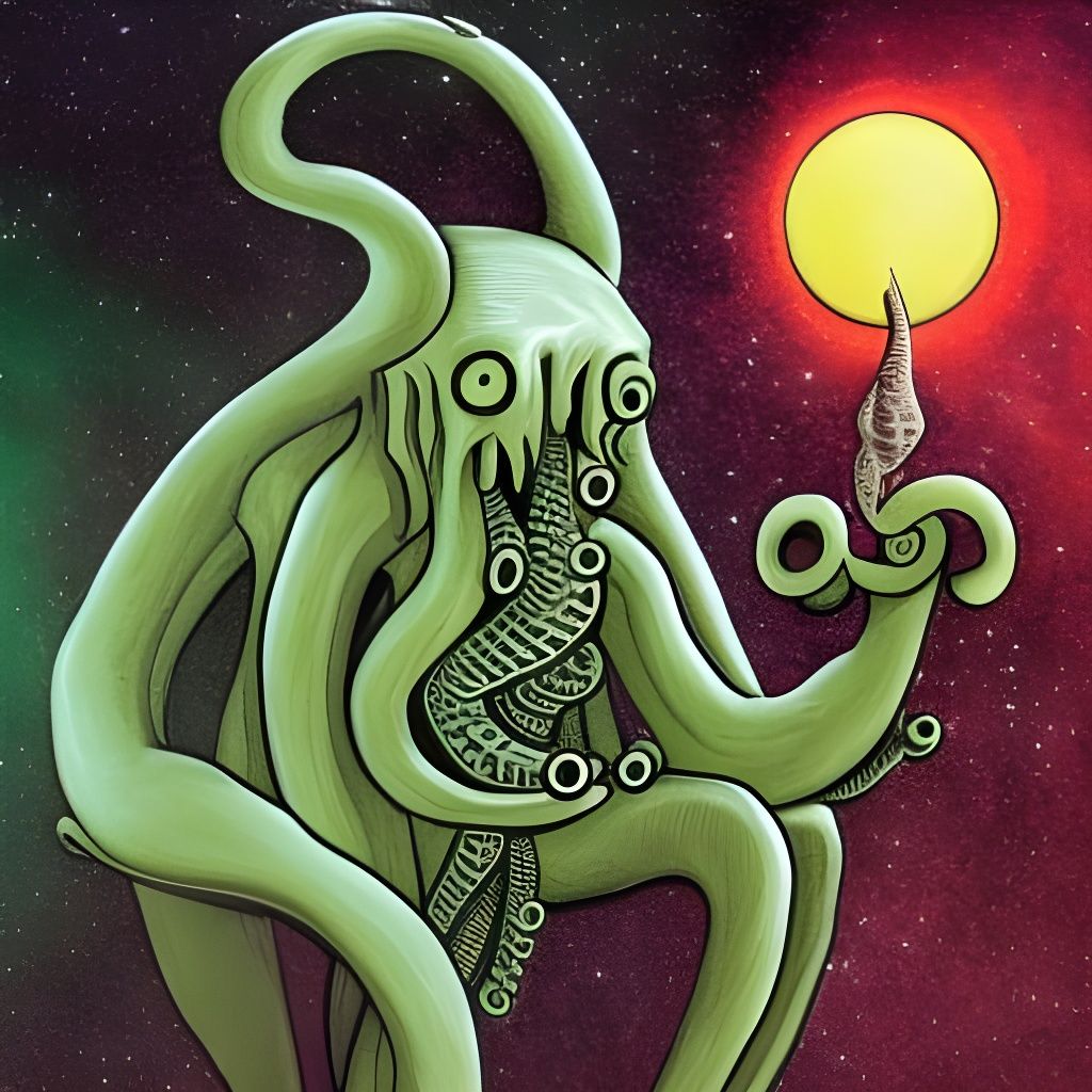 Cthulu and His First Disciple. 