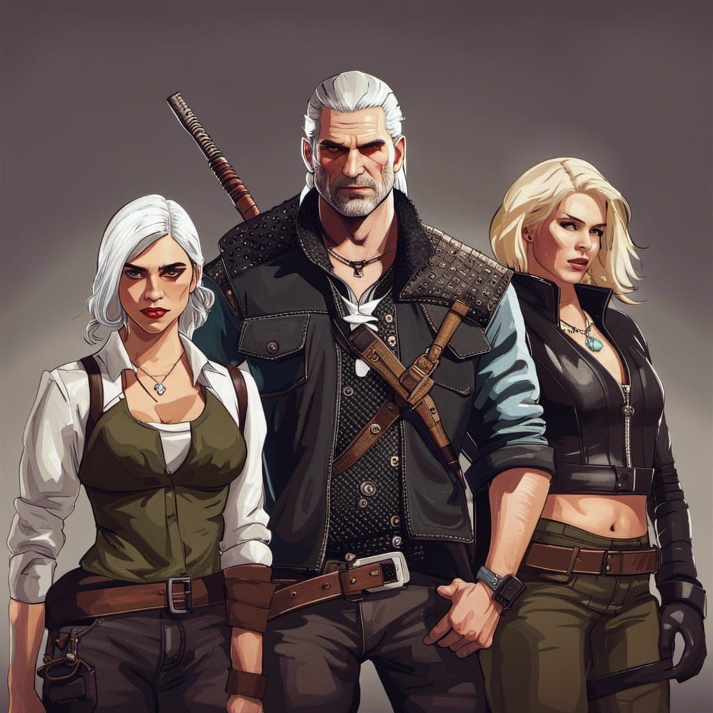 The Witcher 3 in Grand Theft Auto style poster