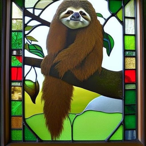 Sloth Stained Glass - AI Generated Artwork - NightCafe Creator