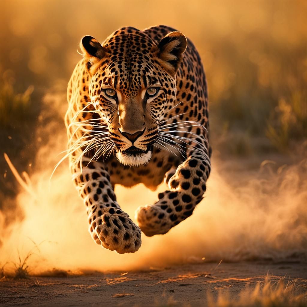 Leopard charging