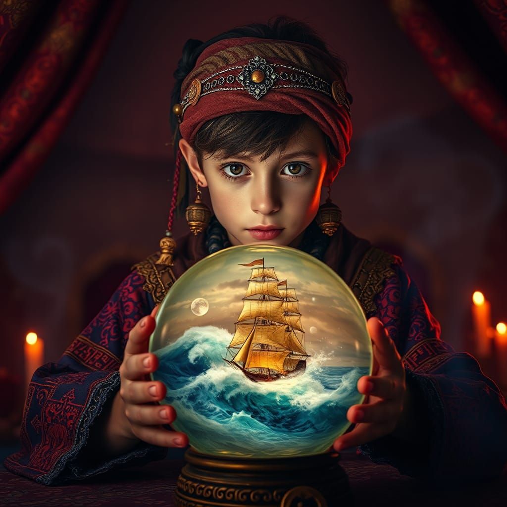 eleven year old boy fortune teller with deep eyesight