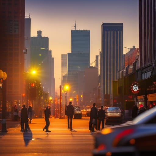 Busy city downtown. people. Professional photography, natural lighting