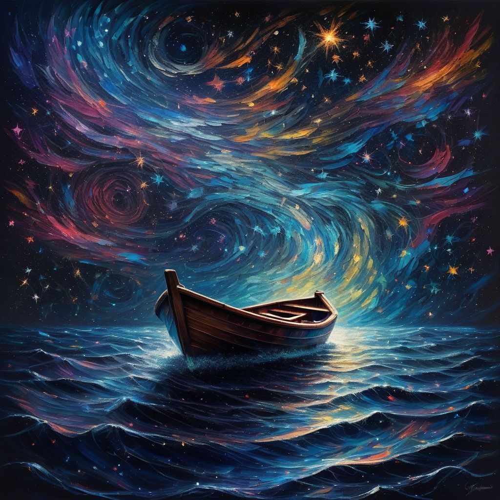 boat surfing on cosmos ocean