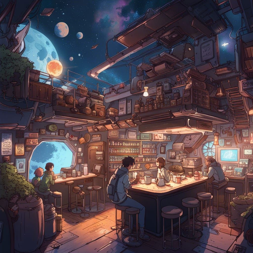 Lo-fi Coffee Shop in Space.  by @3rd