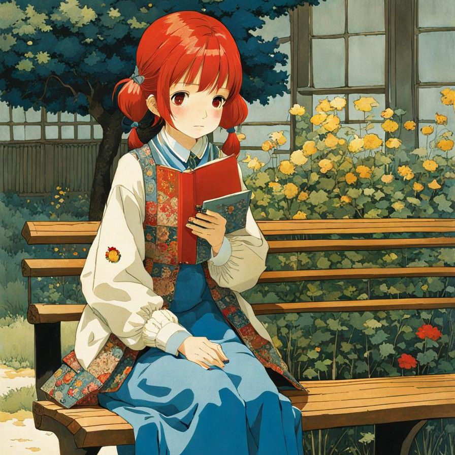 Girl sitting on a bench