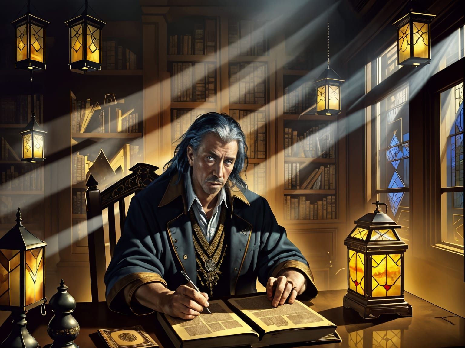 Epic Digital Matte Painting of Art Books in a Library