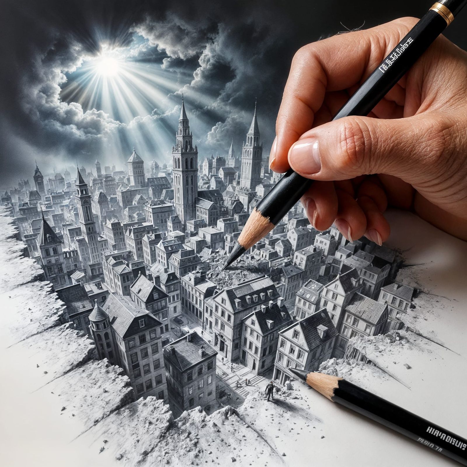 Drawing a town   by @Mumbai AI