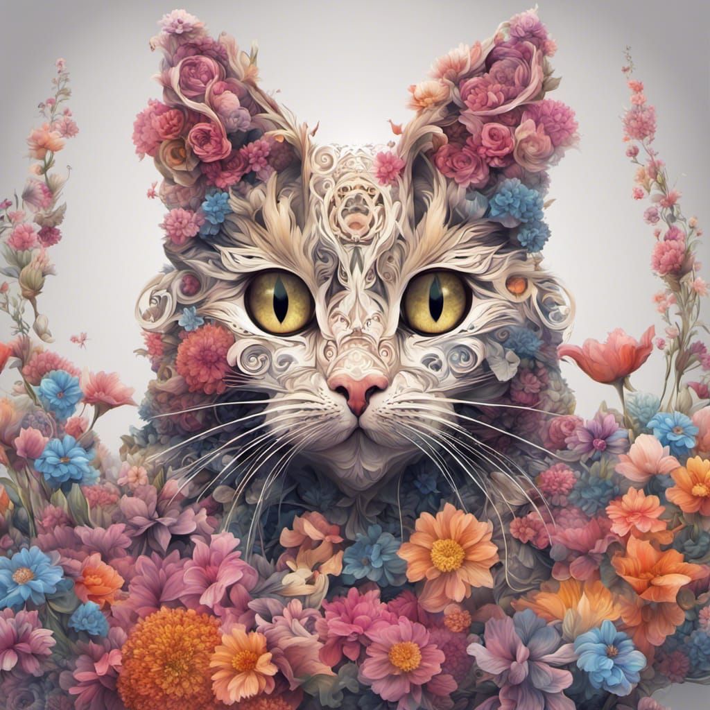 Floral kitty   by @arbybuckle
