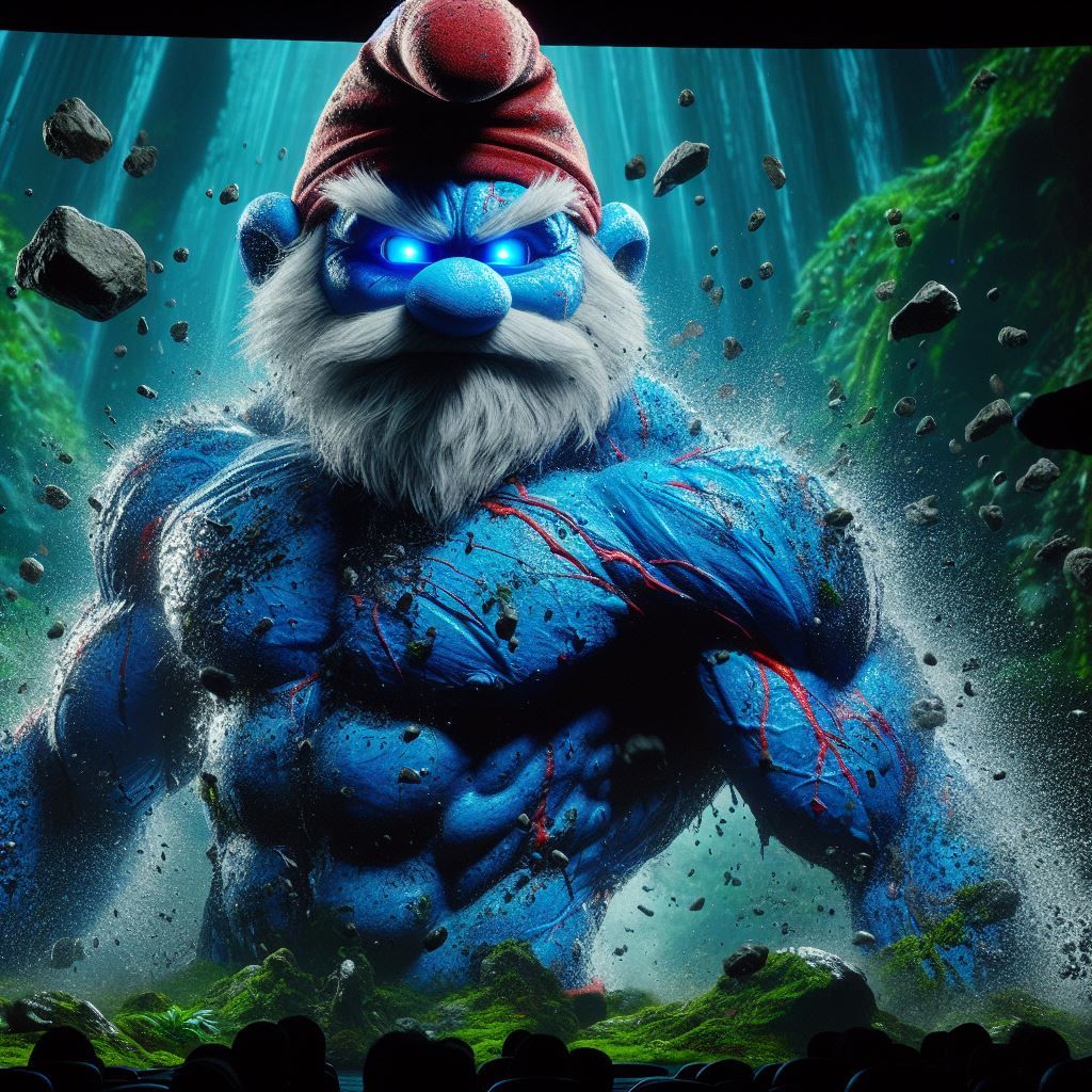Papa Smurf.... rampaging through a forest near you