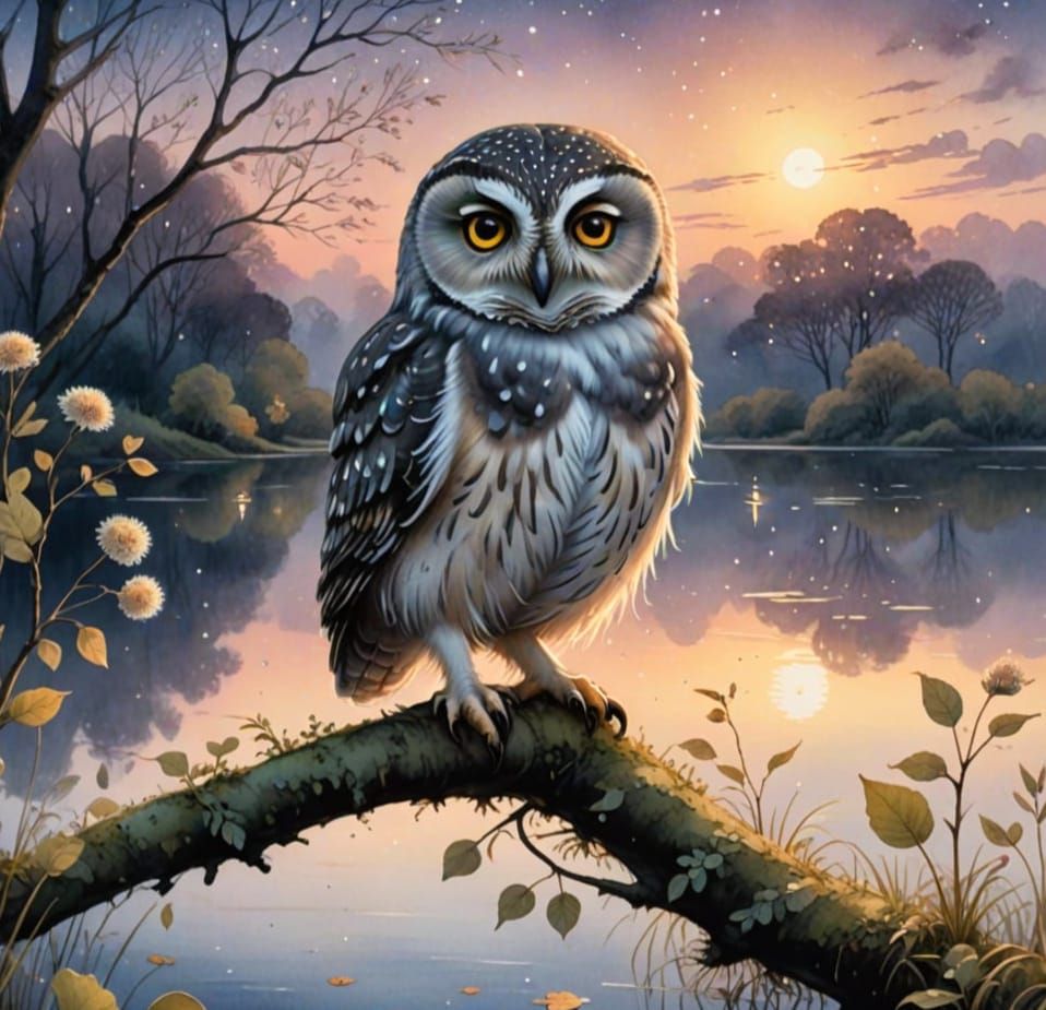 Little Owl & the Moon  by @Joanna7