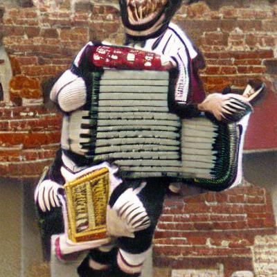 Satirical accordian player