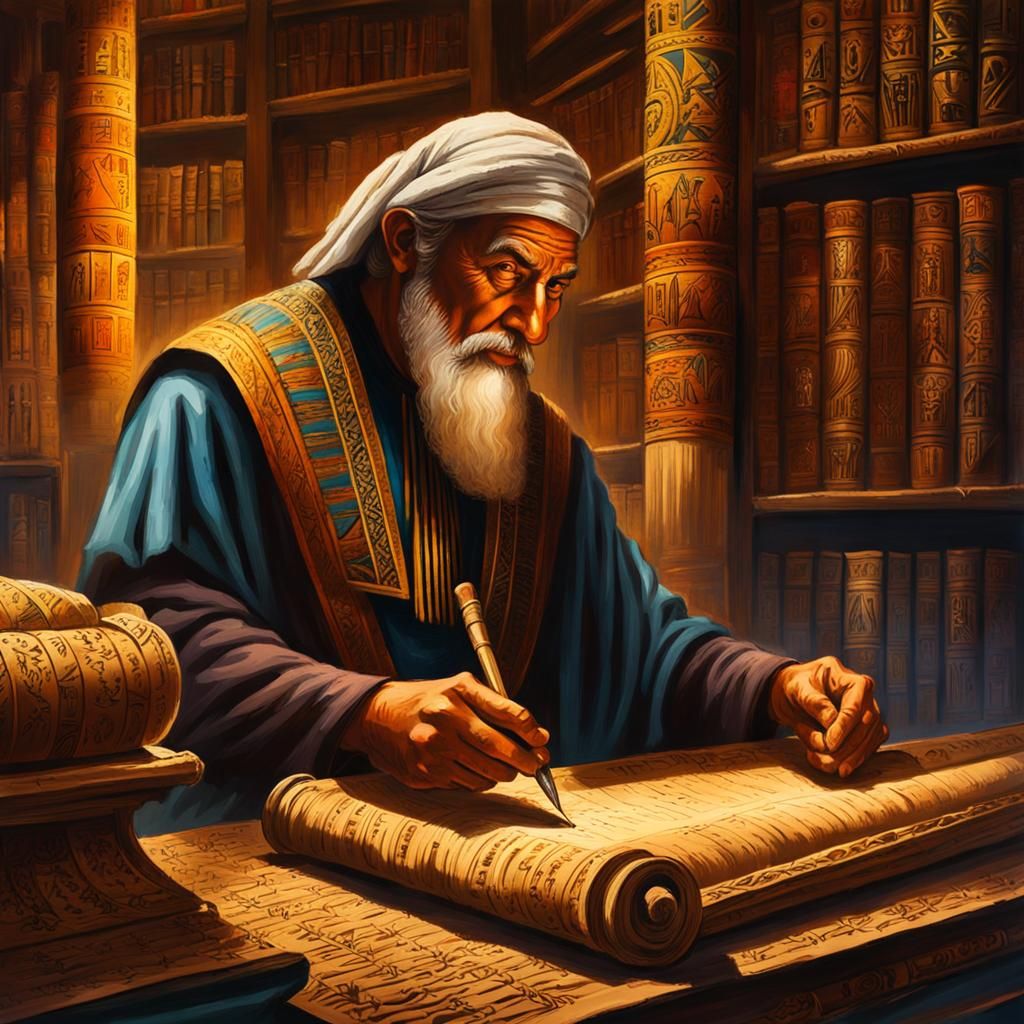 Scribe in ancient library  by @Somei