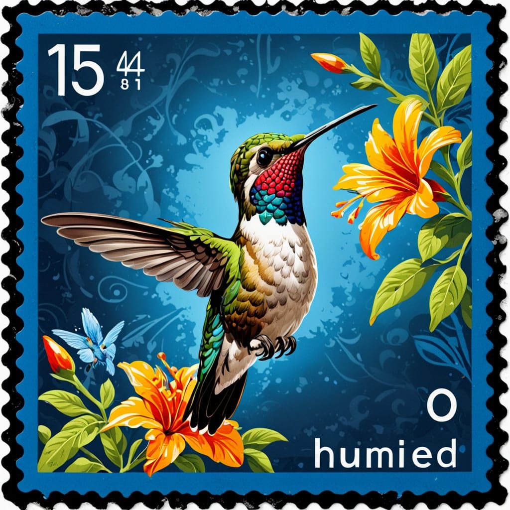 Exquisite Hummingbird Postage Stamp