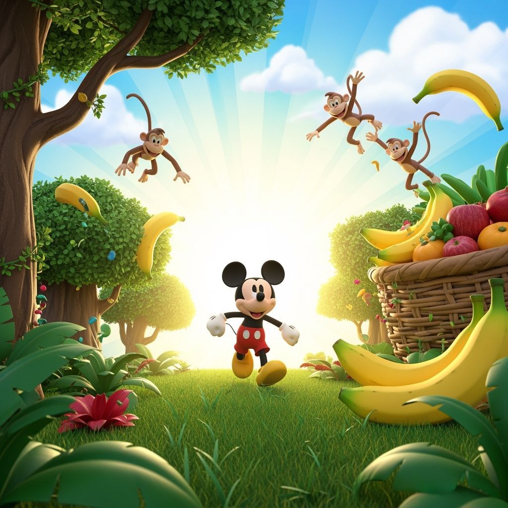 Mickey and Minnie Mouse Chase in 3D Jungle Art