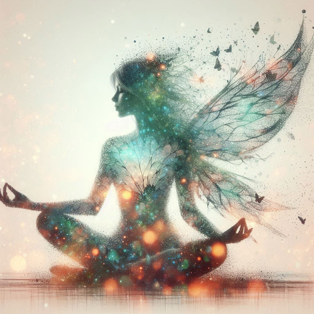 double exposure beautiful fantasy DALL-E 3 portrait landscape..