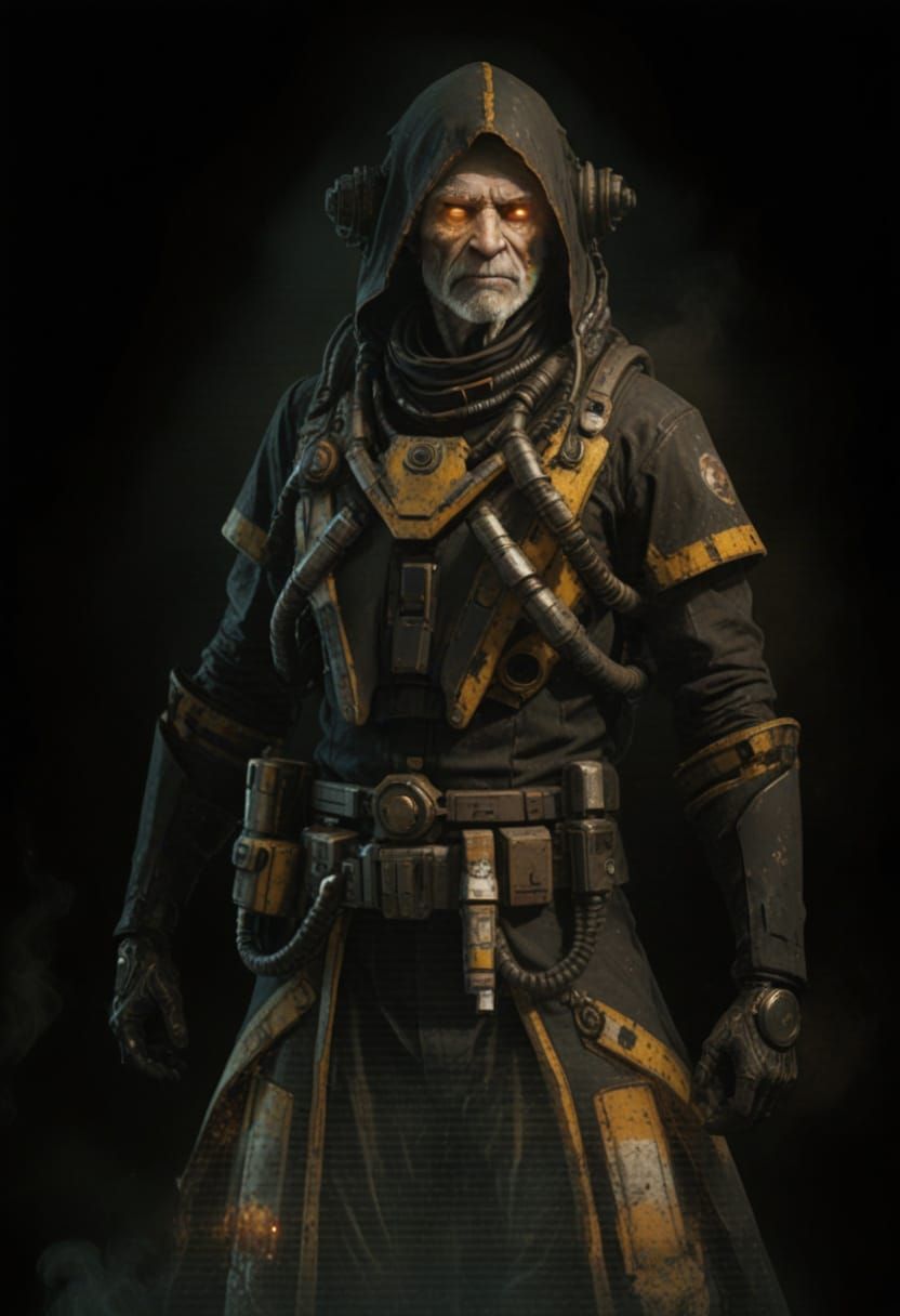 Old pyromancer from the warhammer 40k universe.