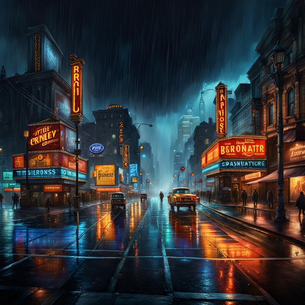A rainy night in the city