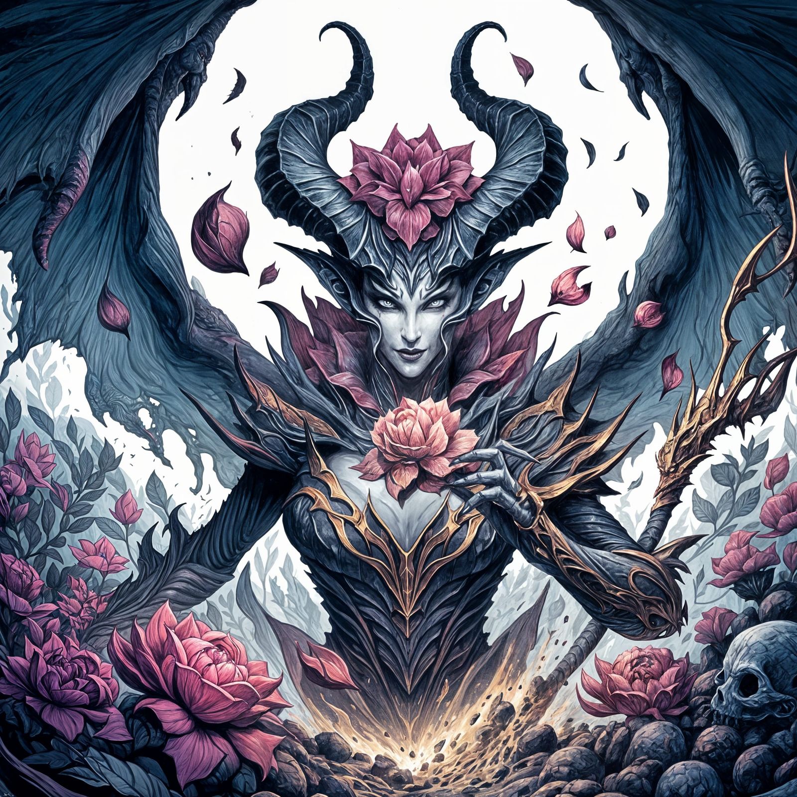 devil queen art tiefling dark fantasy