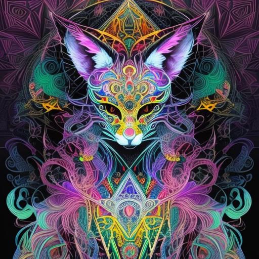 Close-up of a gorgeous and mysterious masquerade masque, adorned with purple feathers and amethyst gemstones, intricate foxlike designs, man...