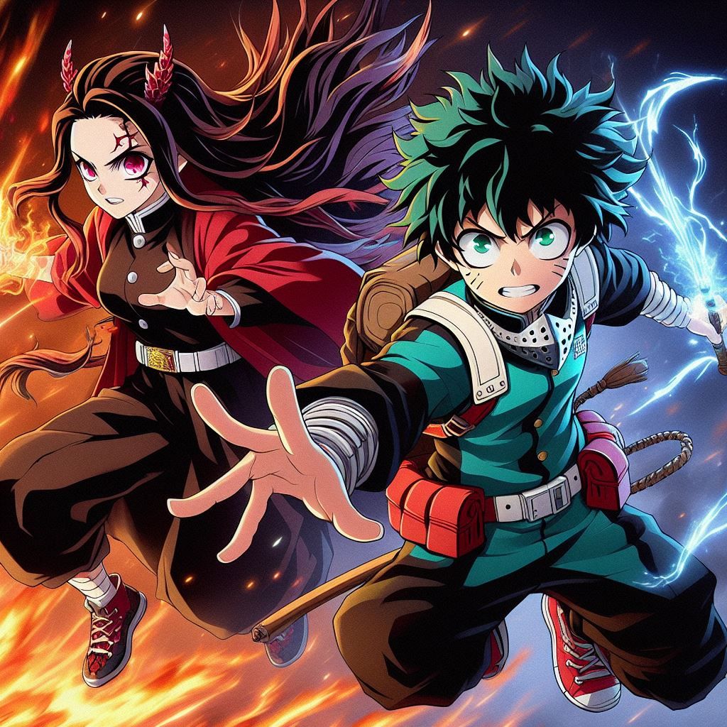 Nezuko and Midoriya