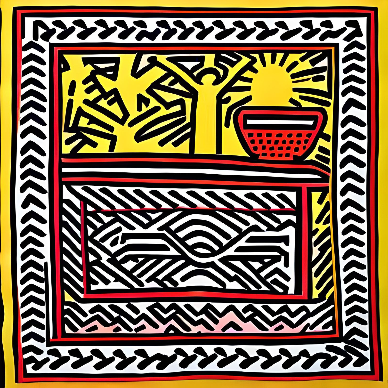 painting in the style of Keith Haring