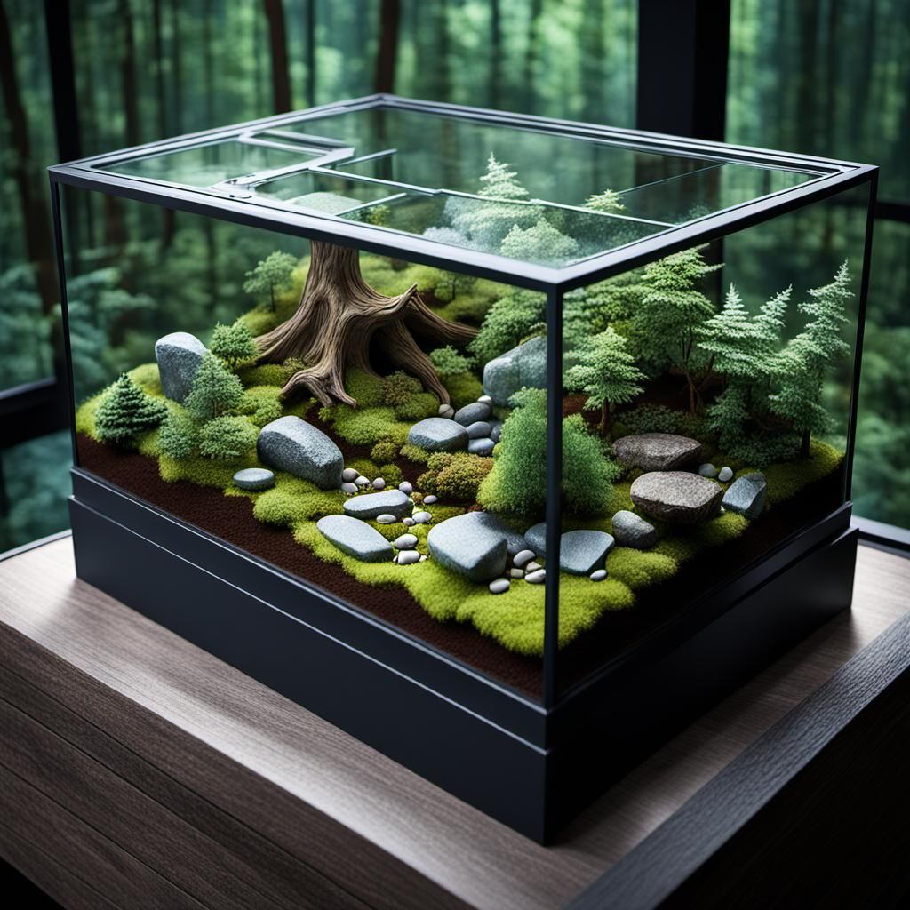 large rectangular terrarium made of one glass a in a