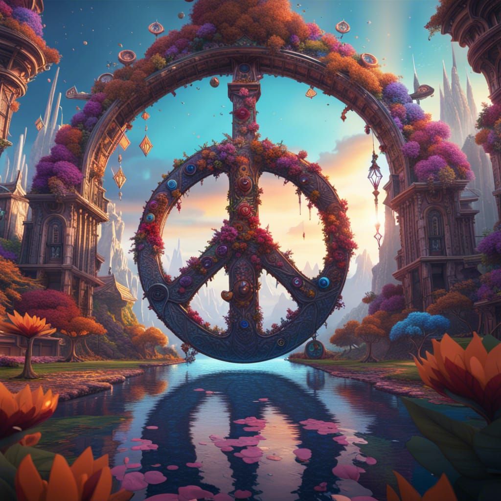 peace and love, detailed matte painting, deep color, fantastical, intricate detail, splash screen, complementary ...  by @KrystofM75