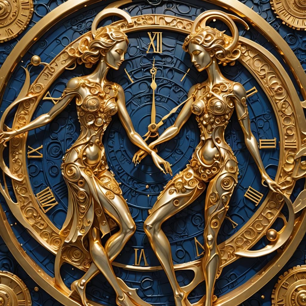 Create two intertwined human figures in an abstract and luxu...