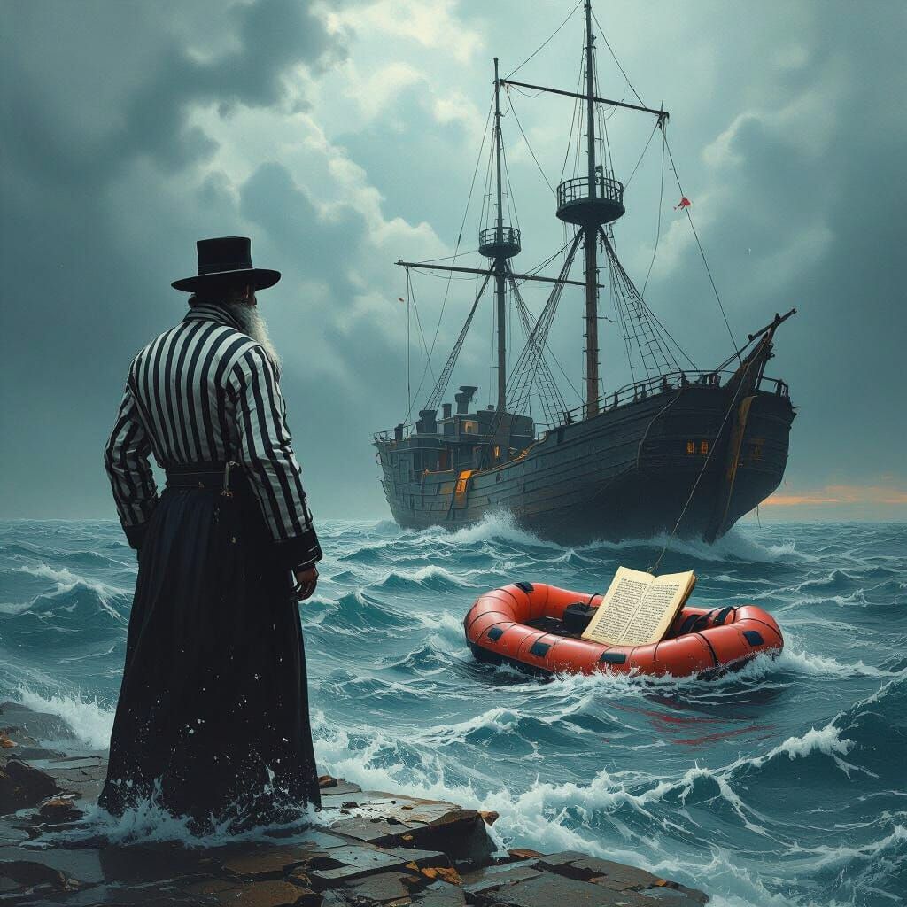 Tempestuous Sea Umpire with Sinking Ship, Beksiński Style
