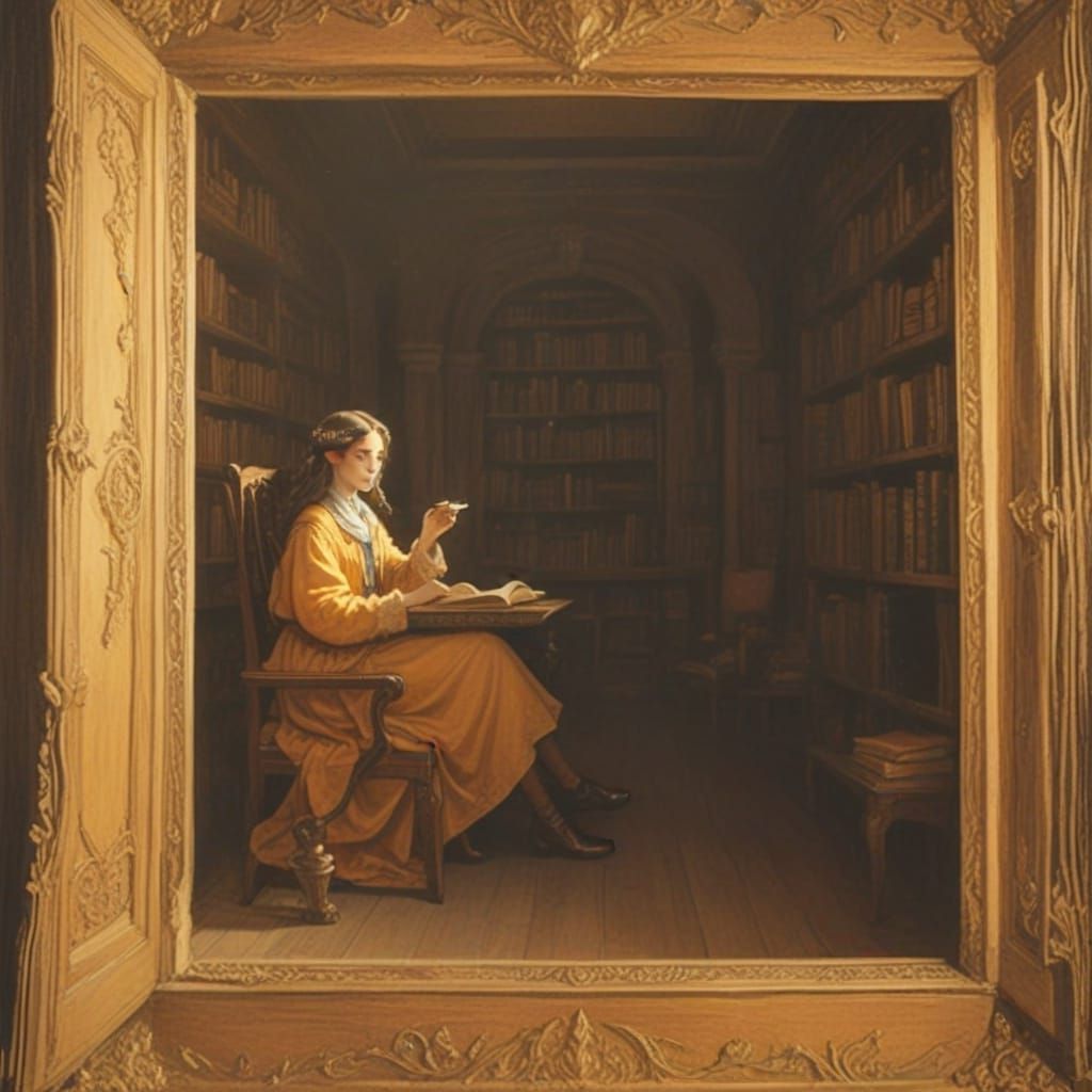 Sitting in the ancient library 